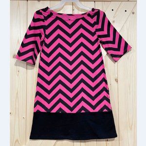 5/$20 NEW 6-6X Girls Pink & Black Chevron Shift Dress